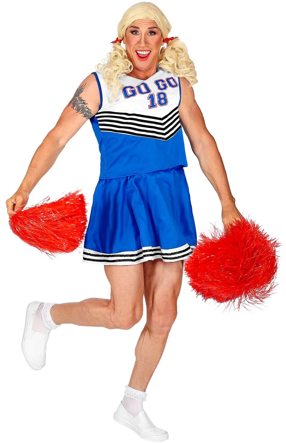 Disfraz de Animadora Azul y Blanco para Hombre Animadoras Widmann